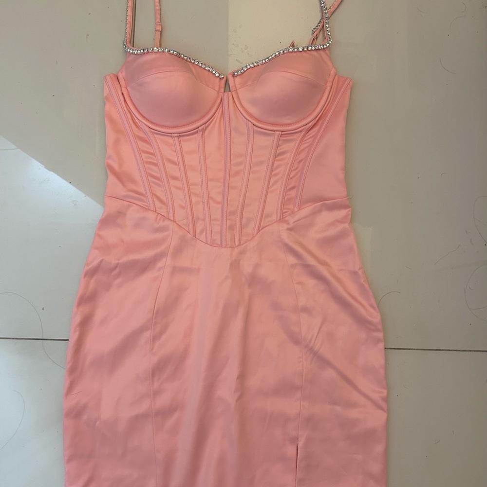 Ohpolly satin corset dress in blush